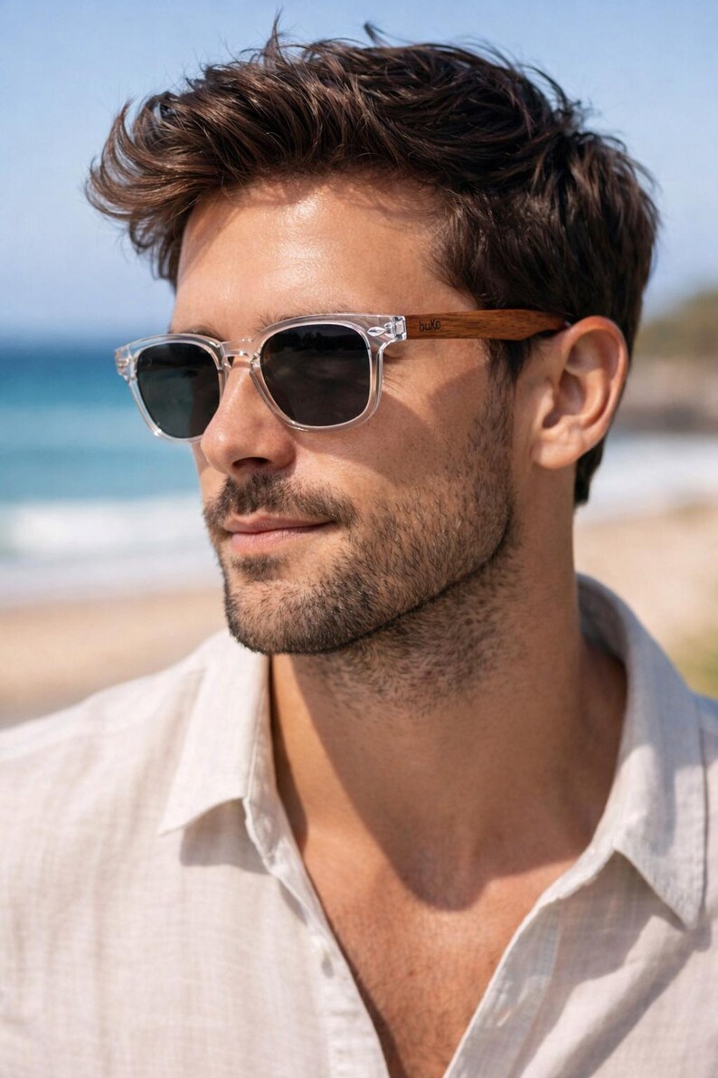 Byron-zonnebril van BUKO met houten armen en UV400 gepolariseerde lenzen afbeelding 4