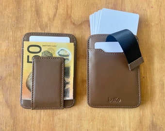 Personalised Minimalist Leather Wallet, Leather Card Holder & Money Clip