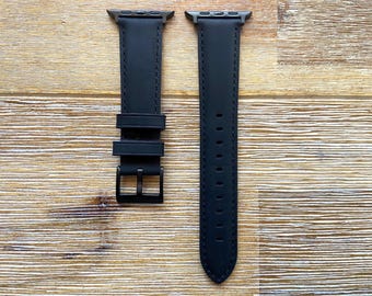 Correa de cuero negra para Apple Watch