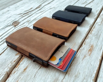 Personalised Pop-Up Card & Cash Wallet in Full Grain Genuine Leather