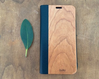 Wooden Flip-Case iPhone & Samsung Wallet