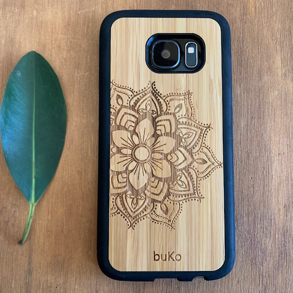 Wooden Samsung Galaxy S7 and S7 Edge Cases/Covers with Mandala Engraving
