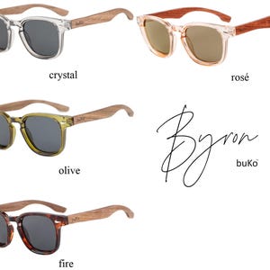 Byron-zonnebril van BUKO met houten armen en UV400 gepolariseerde lenzen afbeelding 12