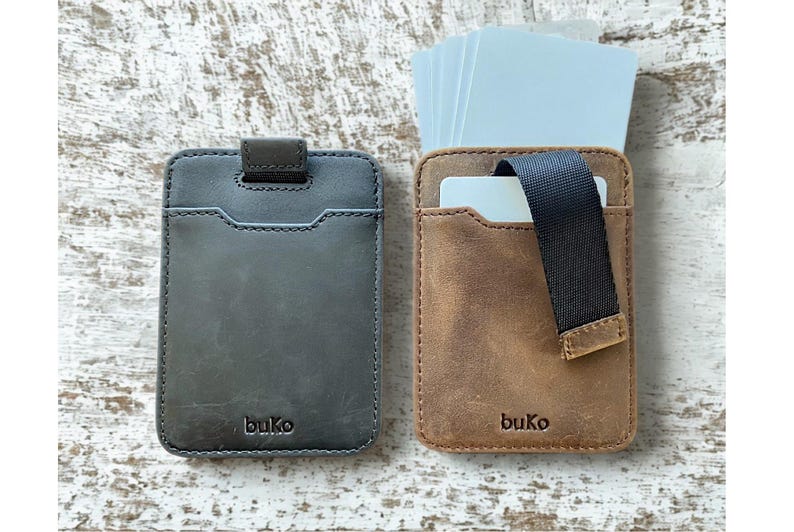 Personalised Minimalist Leather Wallet, Leather Card Holder & Money Clip image 2