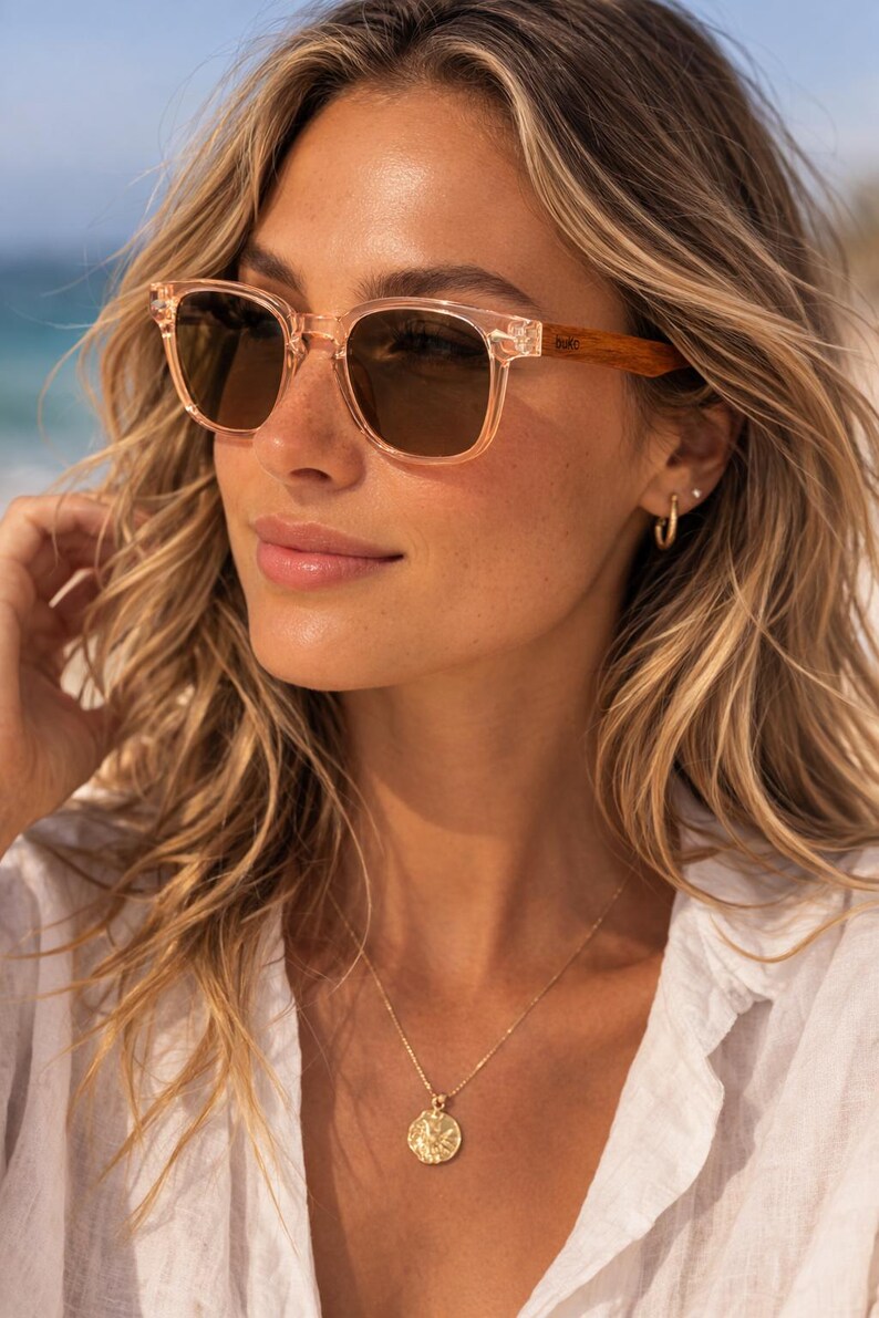 Byron-zonnebril van BUKO met houten armen en UV400 gepolariseerde lenzen afbeelding 5