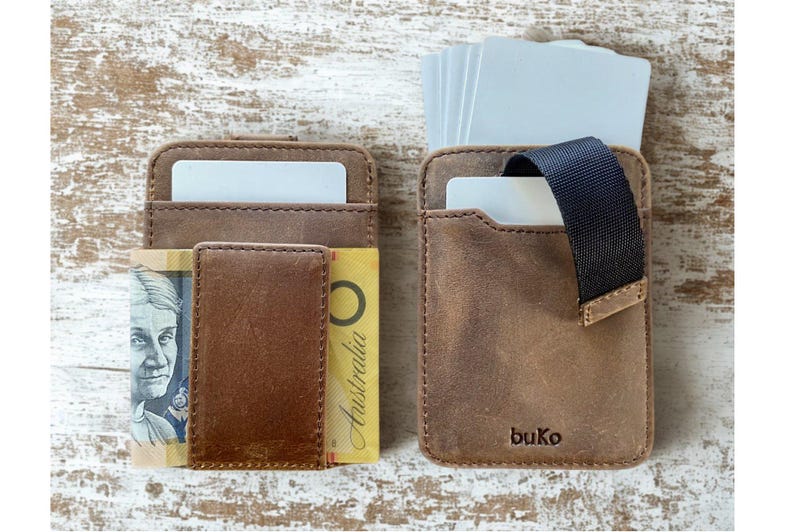 Personalised Minimalist Leather Wallet, Leather Card Holder & Money Clip image 1