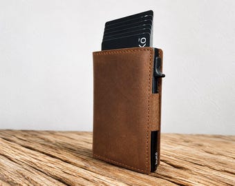 Personalised Pop-Up Card & Cash Wallet in Full Grain Genuine Leather
