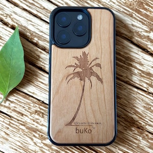 Wooden Phone Case with Palm Tree for iPhone & Samsung Galaxy
