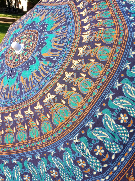 Sombrillas Mandala de algodón grandes hechas a mano, sombrilla de jardín  grande india, sombrilla de mesa con sombra solar, sombrillas de playa  multicolores, sombrilla de patio -  México