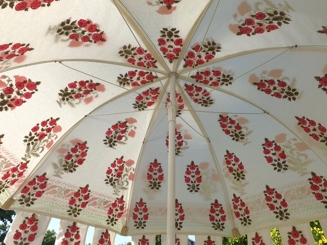 100% algodón rosa jardín paraguas indio hecho a mano gran | Etsy