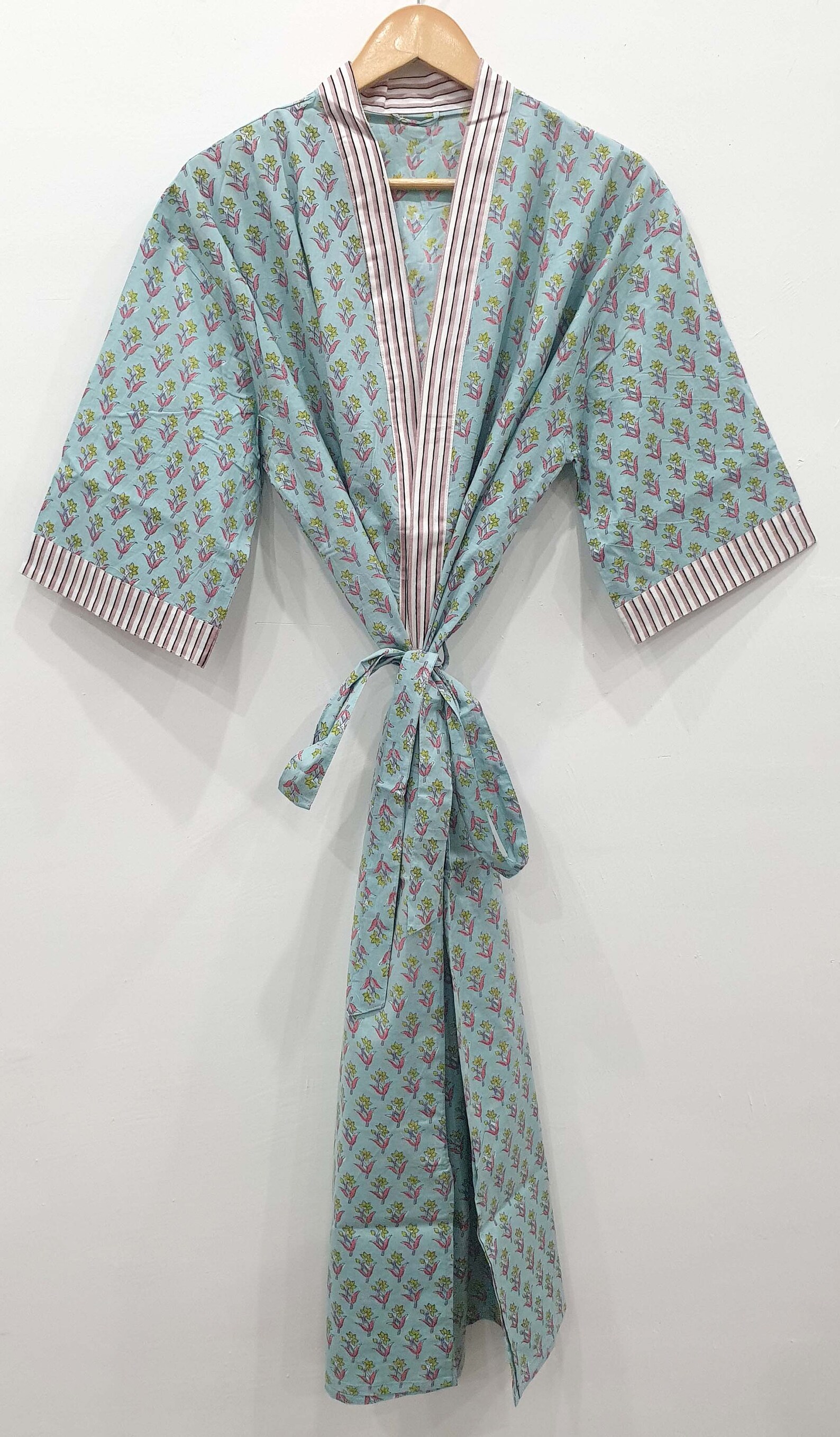 Indian Cotton Kimono Handmade Cotton Kimono Robes Women Night Etsy