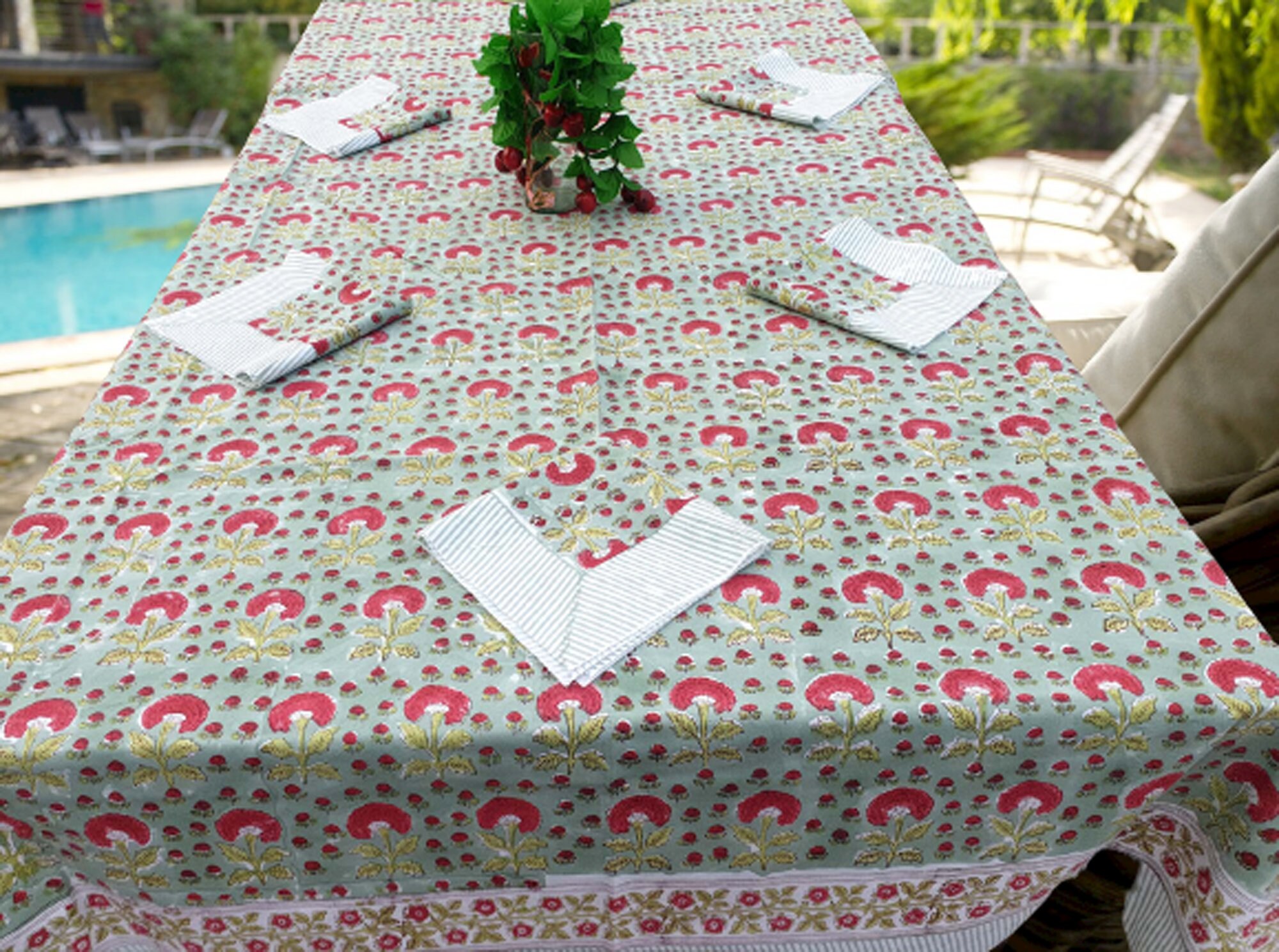 Indian Block Print Tablecloth Floral Table Cover 100 Cotton Etsy UK