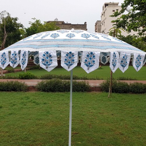 Handmade Cotton Umbrella| Indian 100% Cotton Umbrella| Beach/Pool Umbrella| Wedding shops Decoration Parasol Umbrella| Block Print Umbrella