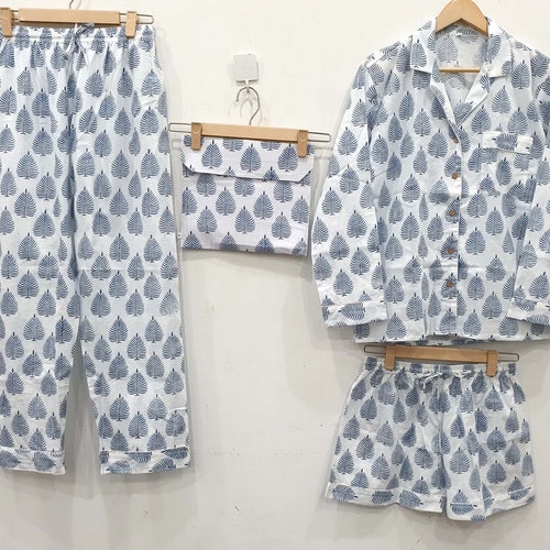 Animal Print Cotton Pajama Set Women Night Dress Green Color Etsy