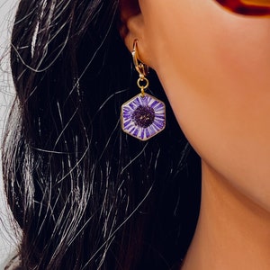 The Briar Earrings - jewelry, minimal, dainty, simple, beads, resin, dried flowers, crystal clear, small, silver, gold, handmade, preorder