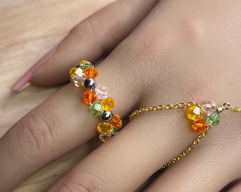 The Birthday Ring - birth month, crystal beads, glass, zodiac