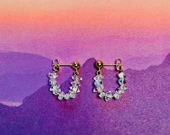 The Clara Earrings - jewelry, minimal, dainty, simple, beads, resin, dried flowers, crystal clear, small, silver, gold, handmade, preorder