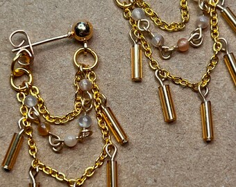 The Rosie Earrings - jewelry, minimal, dainty, simple, beads, resin, dried flowers, crystal clear, small, silver, gold, handmade, preorder