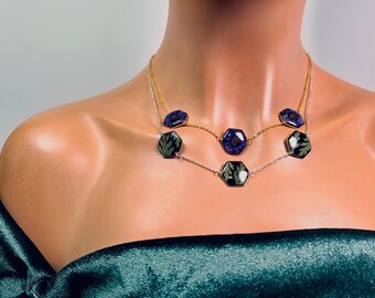 The Briar Necklace - jewelry, necklace, silver, gold, stack rings, handmade, clear, resin, chain