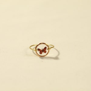 The Ellie Ring jewelry, rings, silver, gold, handmade, resin, butterflies, dried flowers image 2