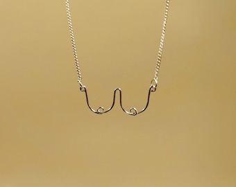 The Boobie Necklace - Breast Cancer Awareness Month, jewelry, minimal, dainty, simple, abstract, wire, handmade