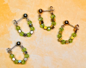The Rowan Earrings - jewelry, minimal, dainty, simple, beads, resin, dried flowers, crystal clear, small, silver, gold, handmade, preorder