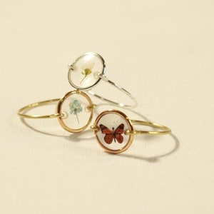 The Ellie Ring - jewelry, rings, silver, gold, handmade, resin, butterflies, dried flowers