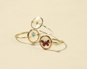 De Ellie Ring - sieraden, ringen, zilver, goud, handgemaakt, hars, vlinders, gedroogde bloemen