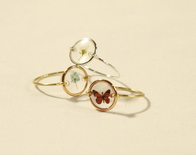 Featured listing image: The Ellie Ring - jewelry, rings, silver, gold, handmade, resin, butterflies, dried flowers