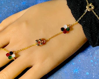 The “ALL EYES” Hand Chain: Handmade, Glass Beads, Gold Plated, Silver Plated, Palestine