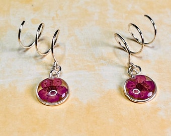 The Lauren Earrings - jewelry, minimal, dainty, simple, beads, resin, dried flowers, crystal clear, small, silver, gold, handmade, preorder