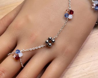 The Birthday Hand Chain - birth month, crystal beads, glass, zodiac