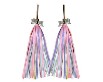 Borlas de bicicleta multicolor, pastel, serpentinas - Bingelci - Accesorios de bicicleta para borlas de manillar, accesorios de bicicleta, bicicleta femenina