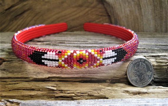 Navajo bead HEADBAND loom woven glass seed beads,… - image 2