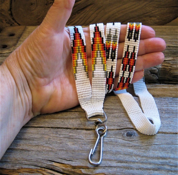 artisan LANYARD 36" NECKLACE, loom woven glass se… - image 7