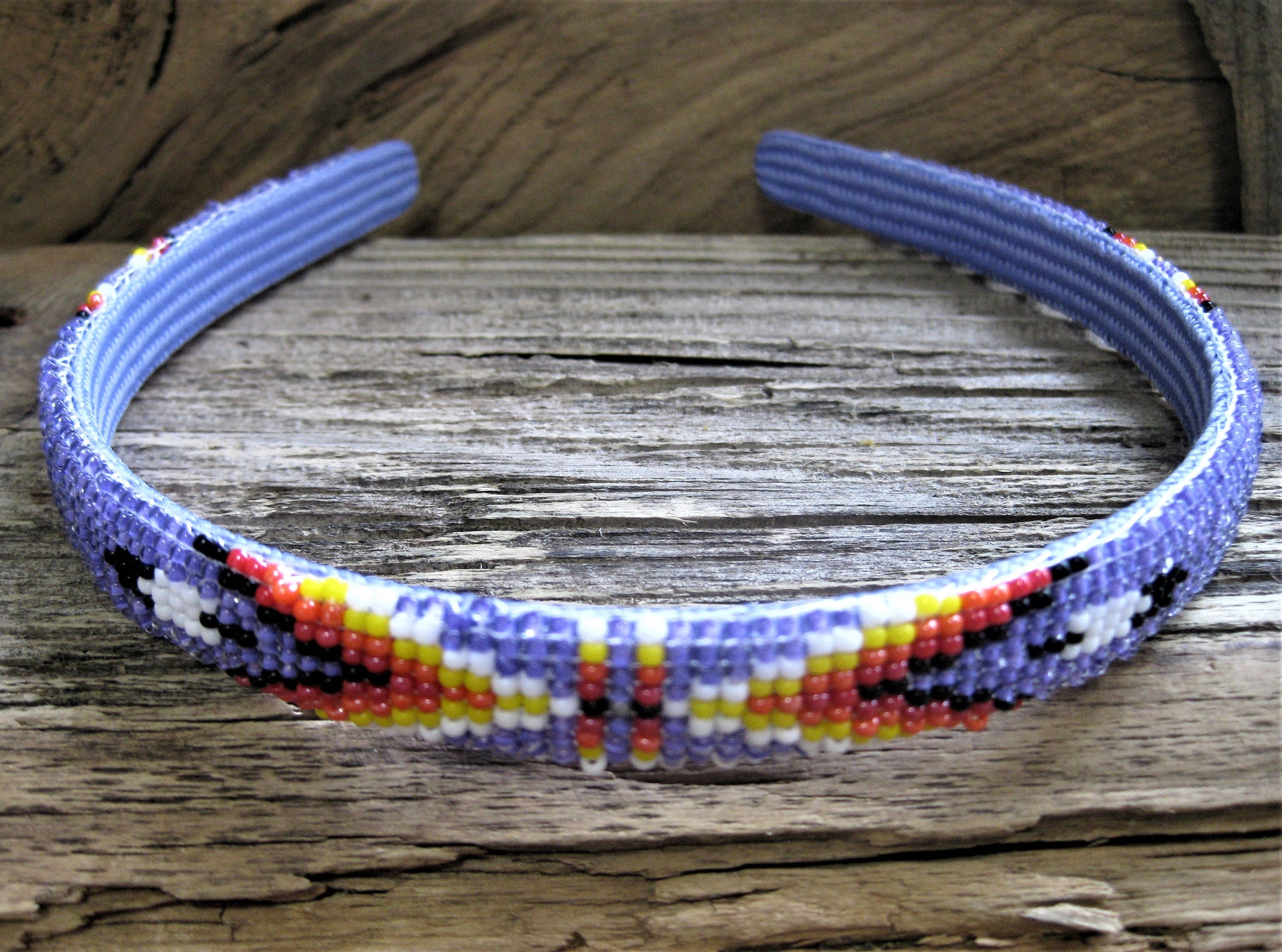 Handmade woven seed beaded vintage headband Vintage Hand Woven Beaded Colorful Headband - Etsy main image 3