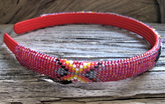 Navajo bead HEADBAND loom woven glass seed beads,… - image 6