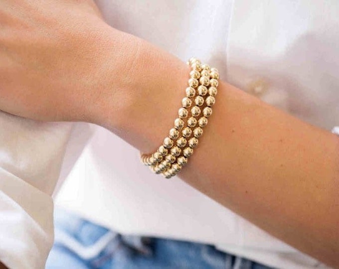 6mm Gold Beaded Bracelet