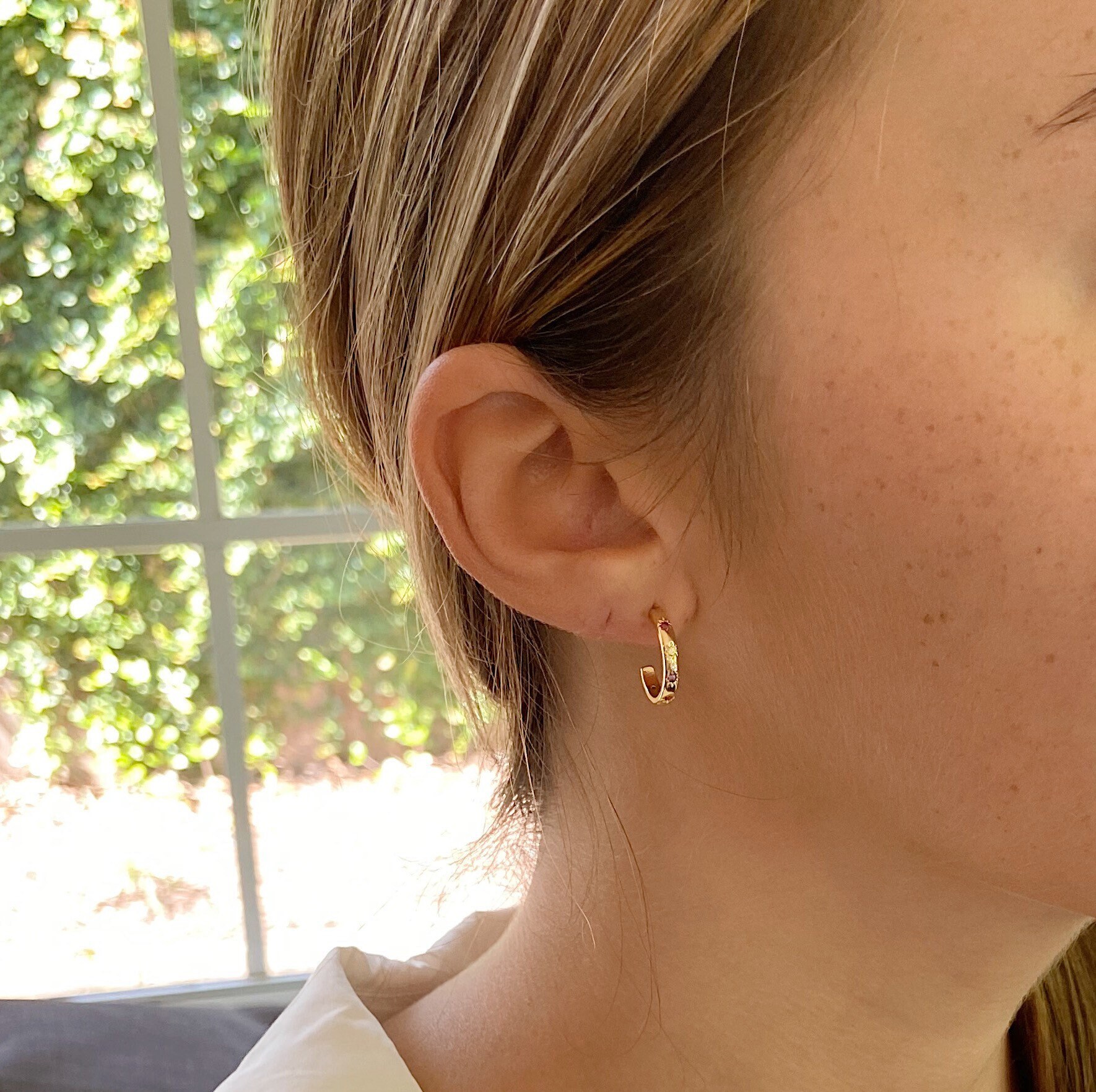 Rainbow pave shop hoops