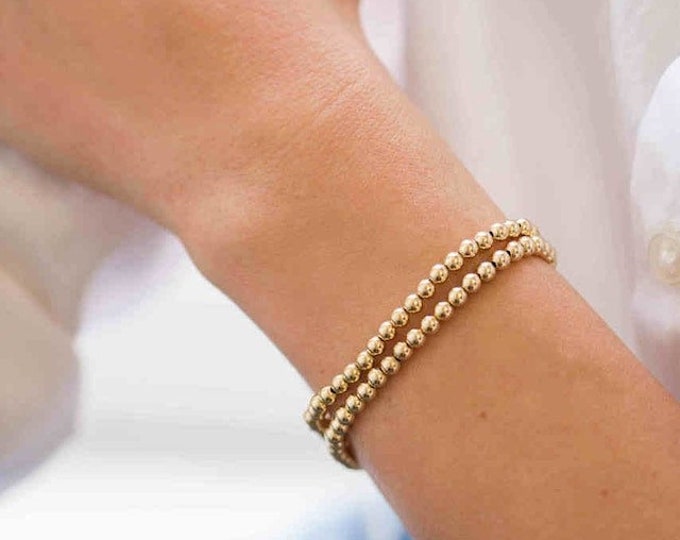 4mm Gold Beaded Bracelet