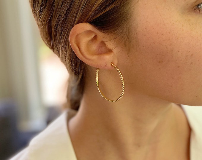 Large Gold Ball Hoops