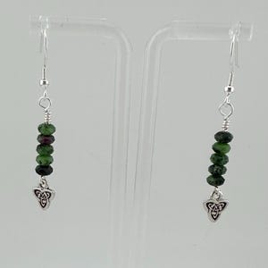 TierraCast Trinity Knot Earrings, Trinity Knot Earrings, Ruby Zoisite Earrings, Ruby Zoisite Rondelle Earrings, Gift for Her