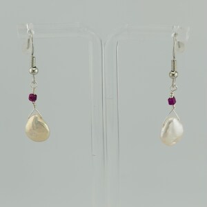 Freshwater Baroque Pearl Earrings, Authentic Ruby Earrings, Dangle Earrings, Pearl Earrings, Wedding Jewelry, Precious Stone, Gift for Her