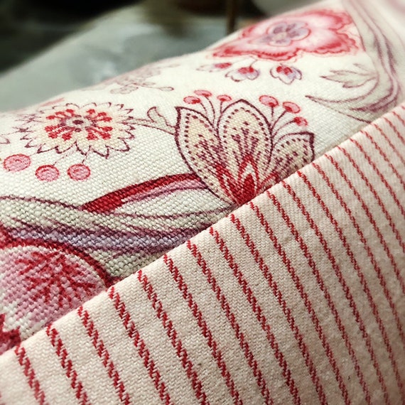 French fabric cushion 1800s antique RESERVED French fabric pillow, 1800s