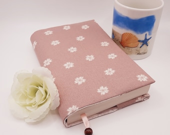 Book cover book cover made of fabric various sizes variable width adjustable flowers old pink