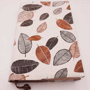 Book cover book cover made of fabric various sizes variable width adjustable leaves dots image 2