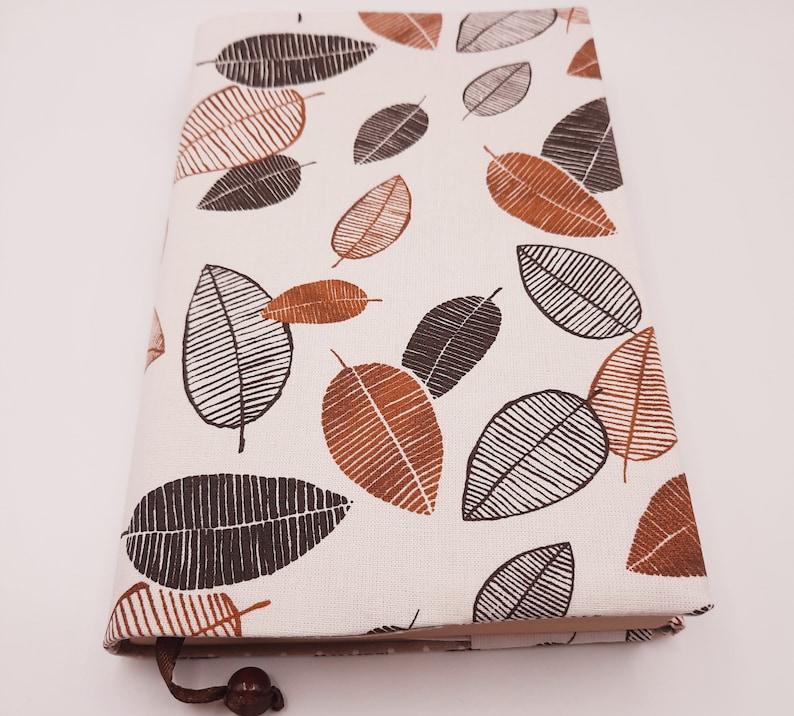 Book cover book cover made of fabric various sizes variable width adjustable leaves dots image 2