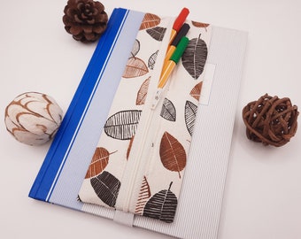 Pencil case with rubber for attaching to a notebook, appointment calendar, bullet journal or similar. A5 or freely selectable size