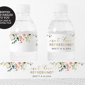 Wedding Water Bottle Label - Water Bottle Label Bridal Shower - Custom Water Bottle Label - Personalized - Blush Flowers - Waterproof