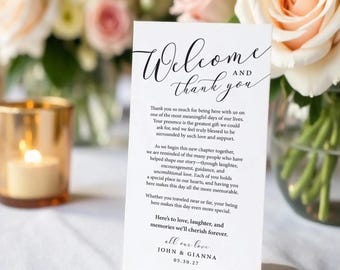 PRINTED Table Thank You Card - Wedding Thank You Card - Personalized Thank You Card for Welcome Bag  - Place Setting Card